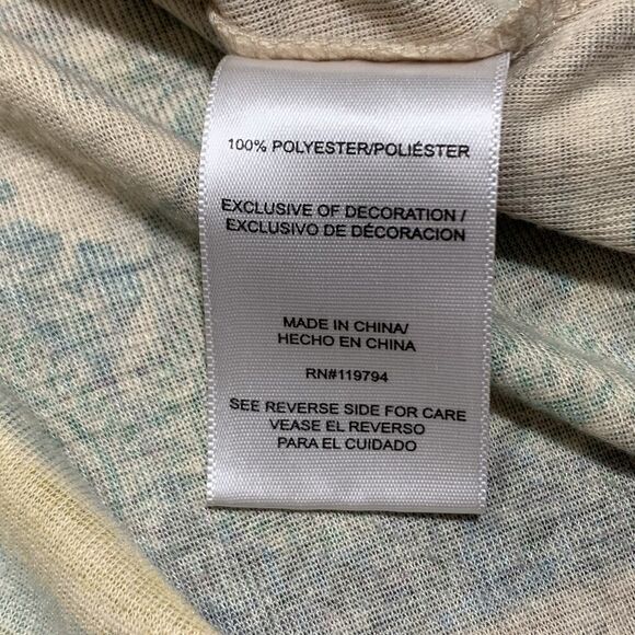 One World Live And Let Live Sublimation Short Sleeve Boho Blouse Sz XL Women’s - Picture 8 of 9